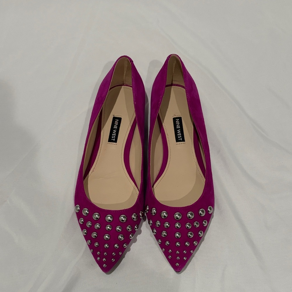 Nine West “Adalyn” Fuchsia Studded Flats - Picture 4 of 10